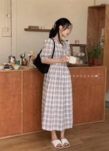 夏款.格子连衣裙,女装连衣裙,hh(4F)