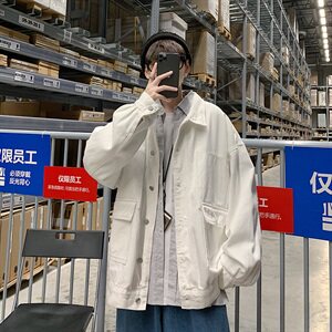港风秋季工装百搭牛仔夹克男女韩版宽松中性牛仔衣外套 JK205/P60图片