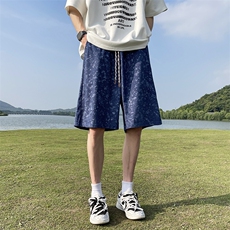 供视频~可二开扎染短裤男夏季五分裤K838特P30控55，男装牛仔裤，电商A309