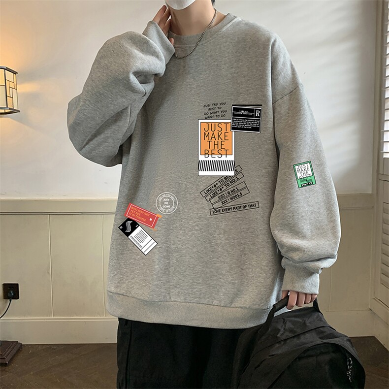 圆领卫衣男大码加厚加绒长袖t恤男S6121-P28加绒款-P33,男装卫衣,电商A040