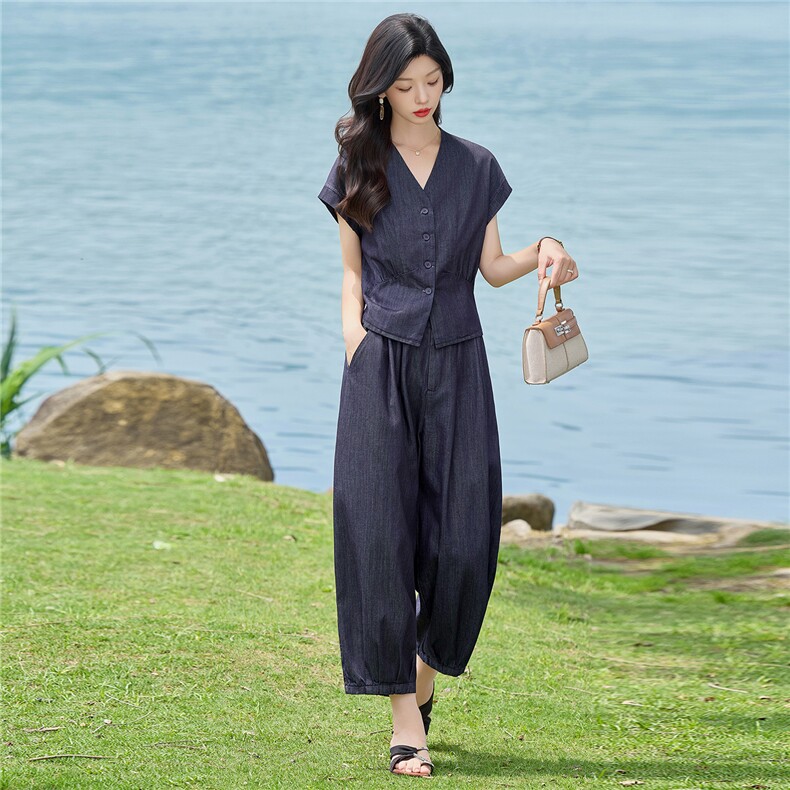 2026年夏季新品时尚气质休闲牛仔套装女,女装套装/套裙,依路服饰
