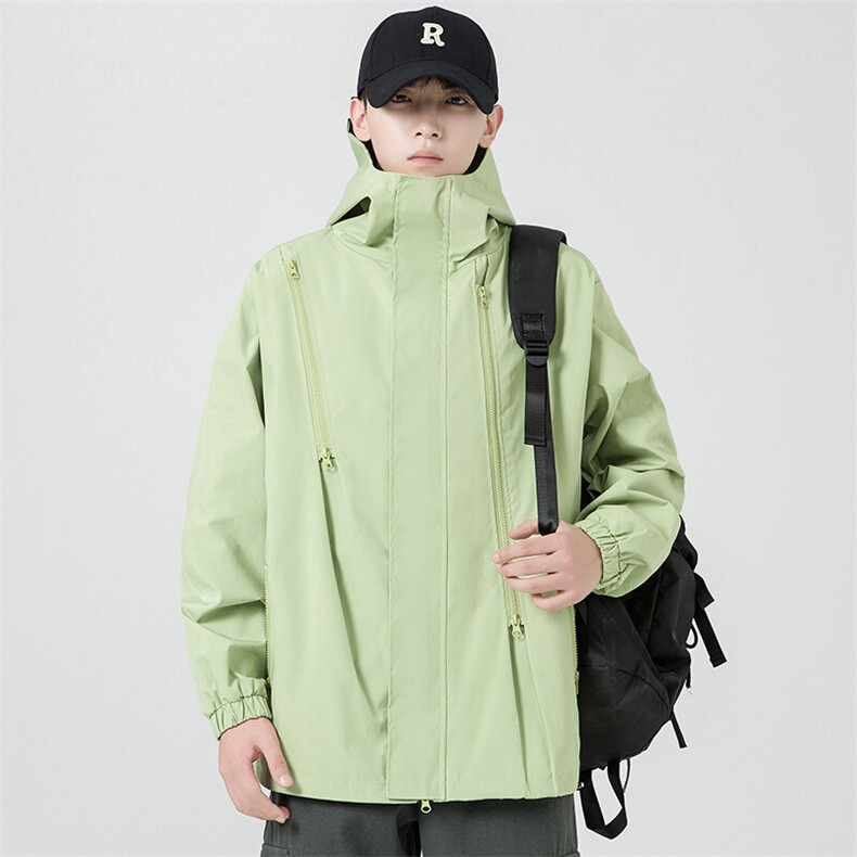 连帽春季冲锋衣男潮流防水夹克外套大码宽松上衣A266-JK8018-P45，男装夹克，电商A266