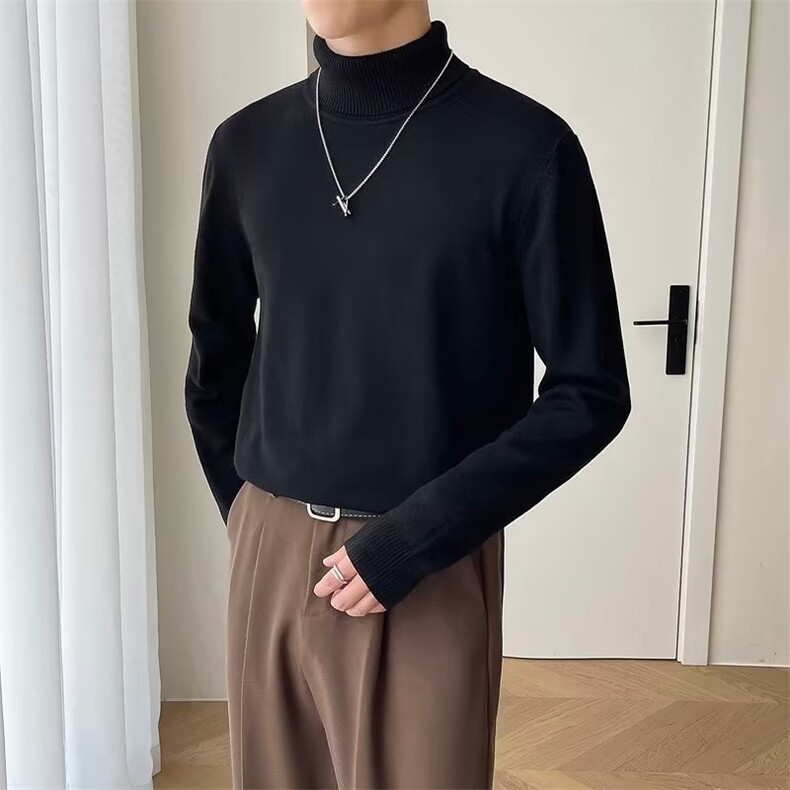美式街头设计感圆领毛衣男慵懒风休闲针织衫10色MG20P43图片