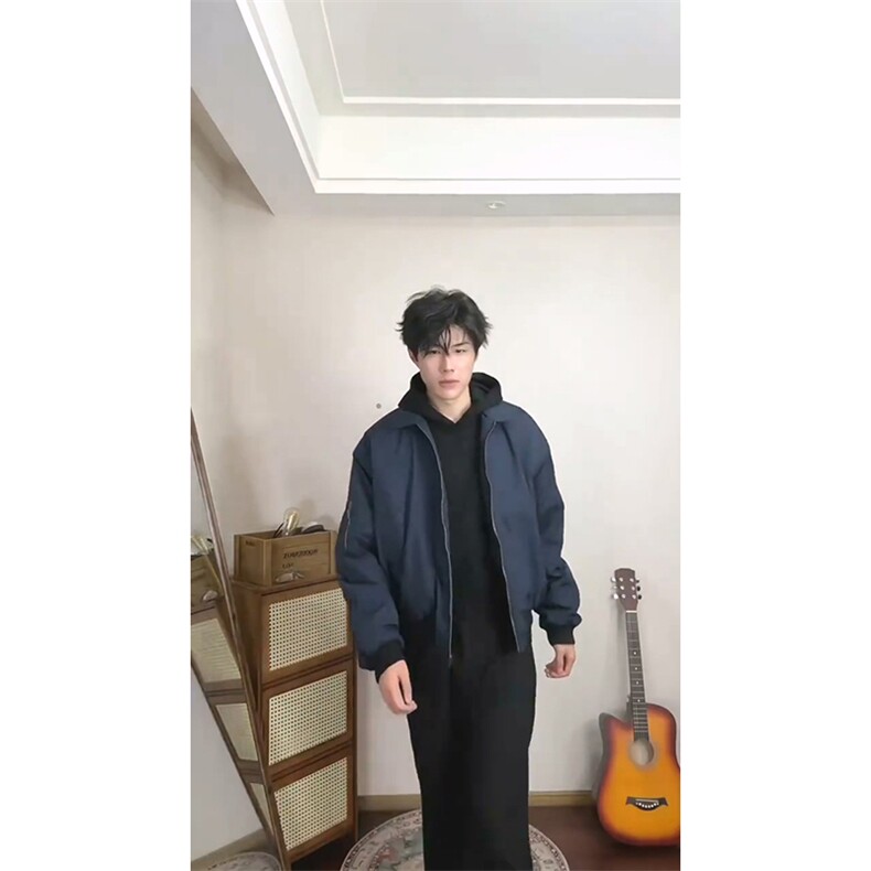 美式高街复古老钱风薄款夹克冲锋衣男女纯色休闲宽松boxy飞行外套,男装夹克,电商A443