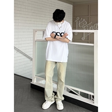 B221美式ins高街小众百搭纯色微喇牛仔裤LK22087-P55控78，男装牛仔裤，电商B221