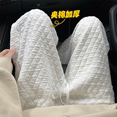 安哥拉红菱格夹棉棉裤男女冬季加厚外穿防寒裤慵懒风小个子阔腿裤，男装休闲裤，电商A001-1