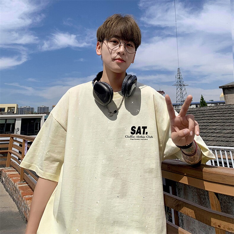 量大优供抖音视频支持得物配合二开美式满天星亮片短袖T恤MTX311,男装T恤,电商A486