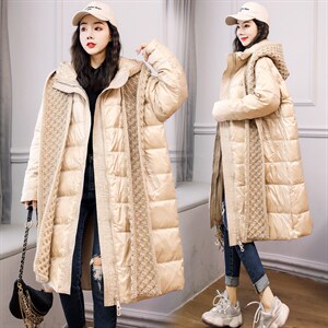 2022冬季新款气质休闲宽松可拆卸连帽围巾装饰保暖舒适羽绒服80%，女装羽绒服，时尚俏佳人