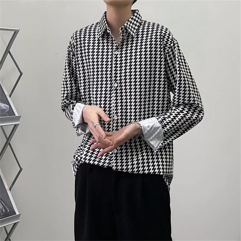 C167-P28ins潮流潮长袖标准时尚青春流行文艺方领衬衫,男装衬衫,电商B323A