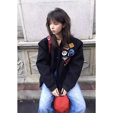 美式高街徽章字母刺绣棒球服外套男女春秋季新款潮牌情侣夹克上衣，男装夹克，星座506A