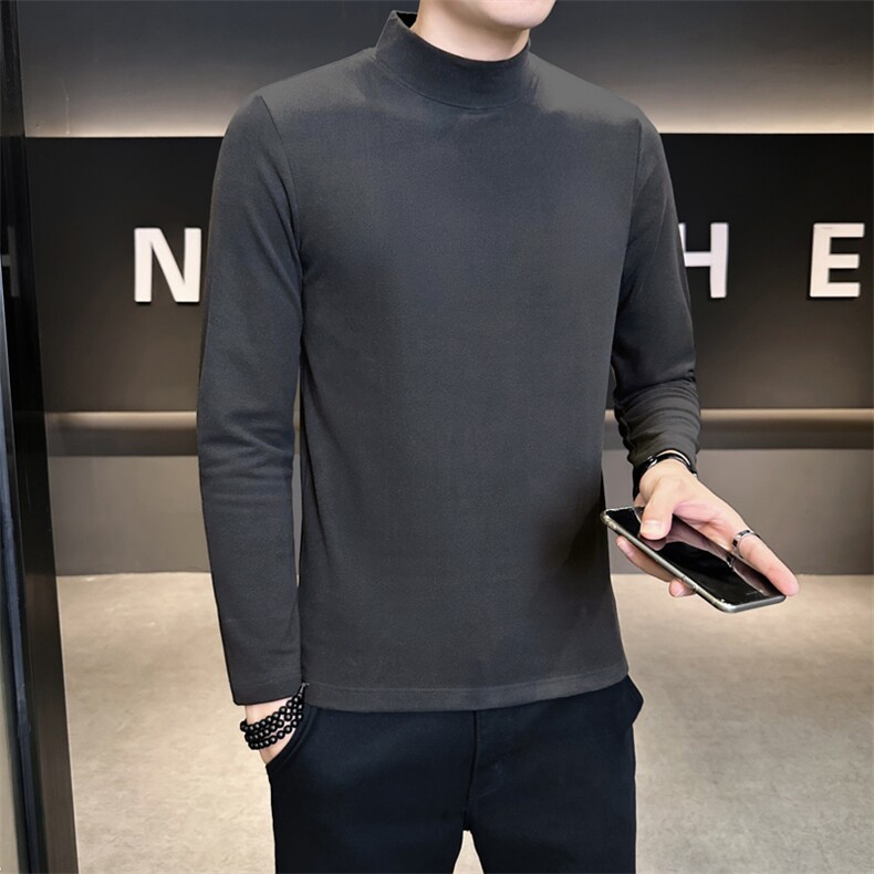 打底衫男士半高领长袖修身纯色百搭内搭衫A329-D6001-P25,男装T恤,电商A329