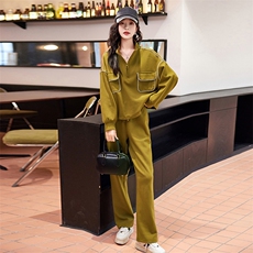 现货2024春季新款时尚减龄休闲遮肉显瘦两件套女，女装套装/套裙，深水步
