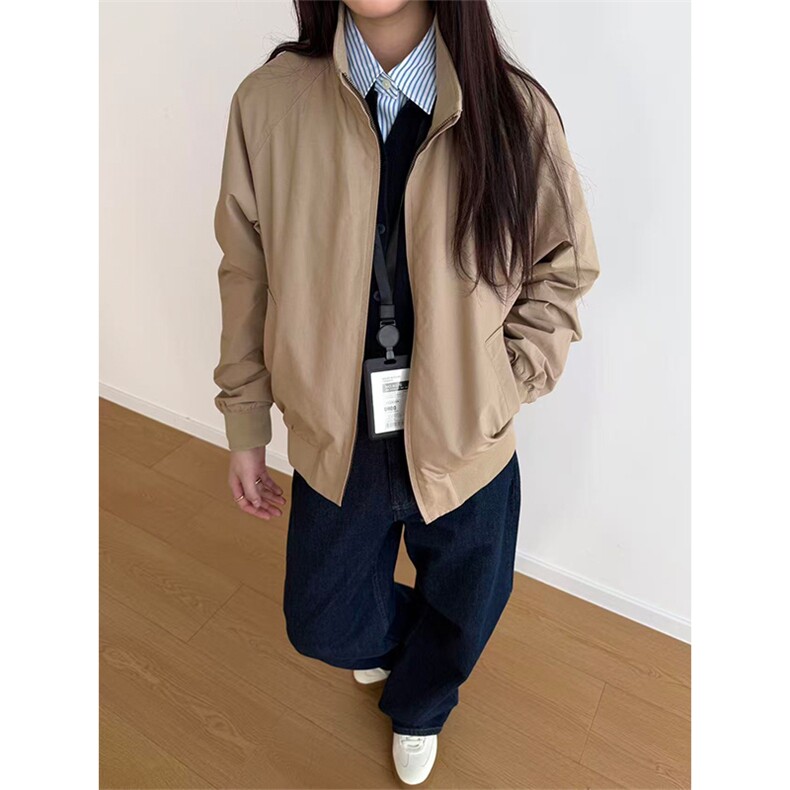 高品U家同款春季哈灵顿夹克男女立领茄克宽松休闲外套A1333-P85,男装夹克,星座1505