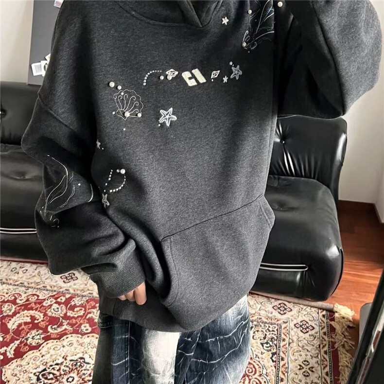 网图连帽珍珠刺绣加厚长袖卫衣男潮WY452-特P55,男装卫衣,星座1007（原301D）