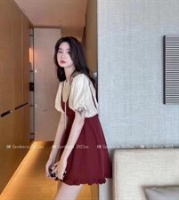 欧货同款两件套，酒红色显白，其它，玩美