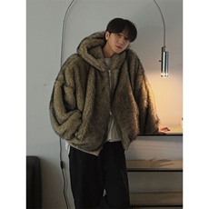 706-1-MY0056-P148冬季男士保暖毛绒连帽仿貂毛外套座山雕棉服，男装棉衣，星座706-1