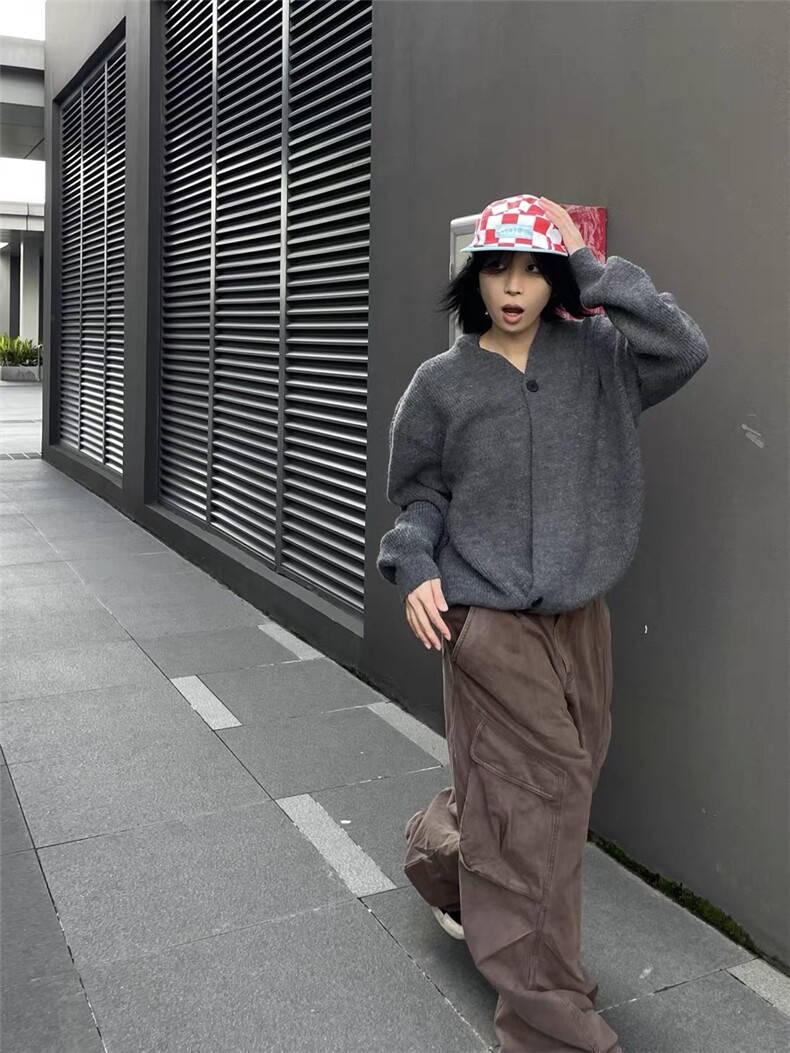 850克老钱风慵懒针织衫外套复古百搭松弛感开衫道袍毛衣MF45P65,男装针织衫/毛衣,电商D256