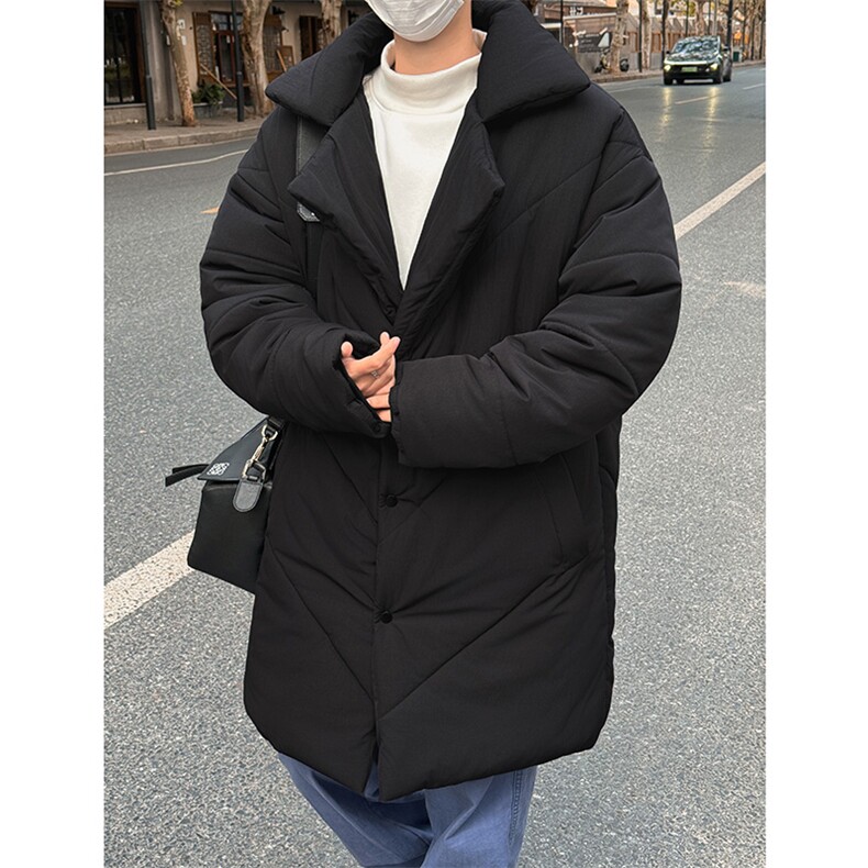 MY5082/P110冬季新男士中长款棉衣男宽松大码西服领棉服保暖棉袄,男装西服,电商A141