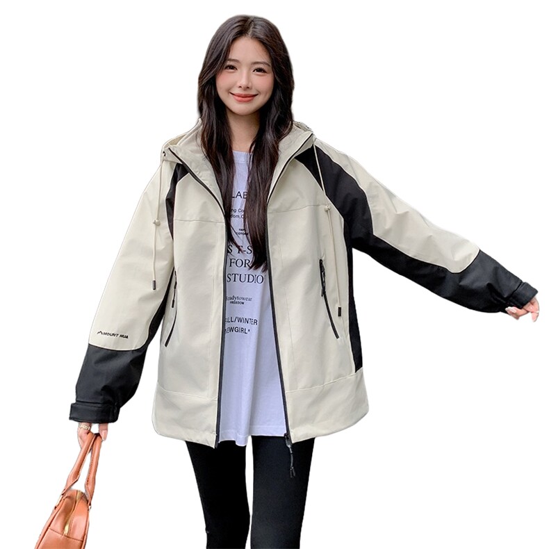 工装冲锋衣拼色加绒外套可脱卸2025冬季2C057-9923-P205-K308,女装派克服,2C057