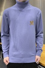 秋冬可翻高领毛衣男NY纯色长袖男刺绣毛衫打底针织衫蓝M251P33，男装针织衫/毛衣，星座1207
