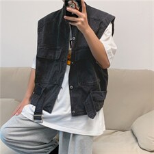 夏季牛仔马甲外套男口袋2023新款港风ins痞子帅气上衣潮W841-P45,男装背心/马甲,星座412-2