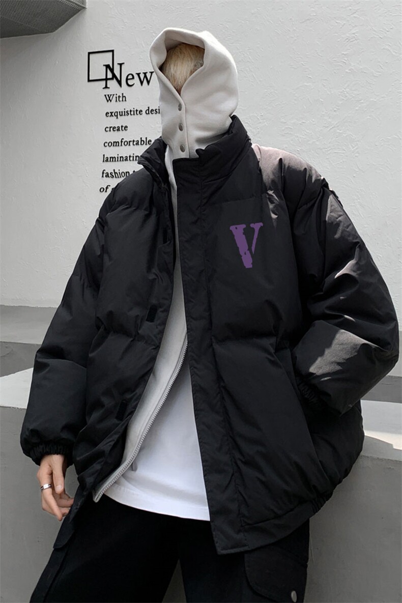 2026新款假两件紫色v宽松大码百搭连帽棉衣M8985-p128控158,男装棉衣,星座508（原C305）