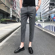 垂感西裤男士韩版修身春夏季九分西装裤小脚竖条纹休闲裤子男K804，男装休闲裤，星座1116A-2（原606A-1）