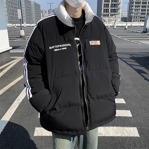 F42-P100 加厚棉袄外套美式条纹棉服男冬季新款潮宽松面包服图片