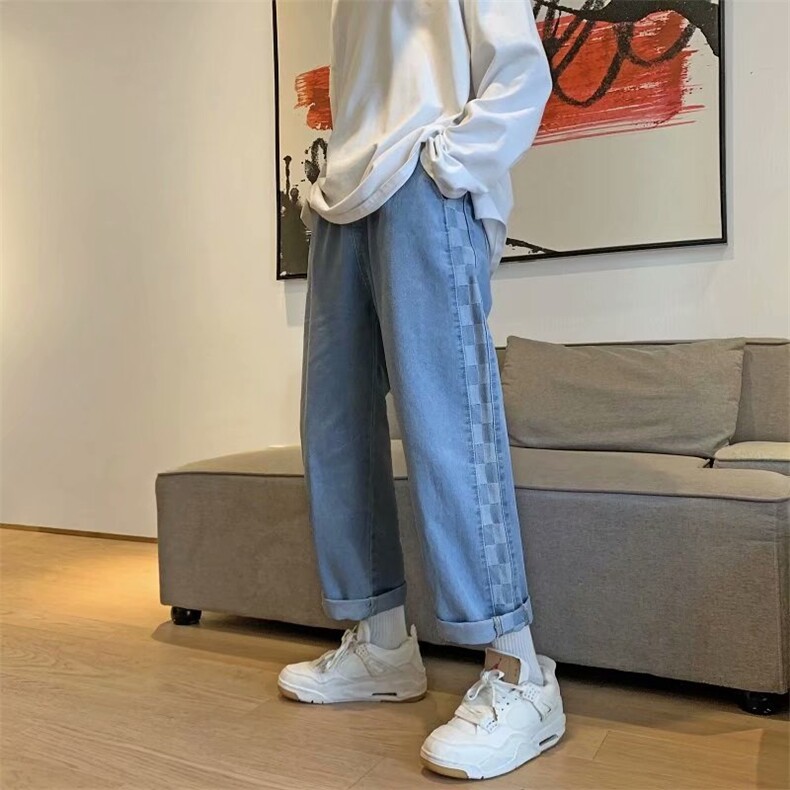 现货宽松直筒裤男韩版潮流百搭牛仔裤男潮牌坠感阔腿裤NK760-P45,男装牛仔裤,星座1008