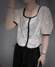 夏季新款欧根纱刺绣印花小衫，其它，格瑞琪