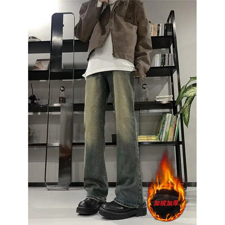 711-1原版质量 半松紧加绒复古蓝直筒牛仔裤图片