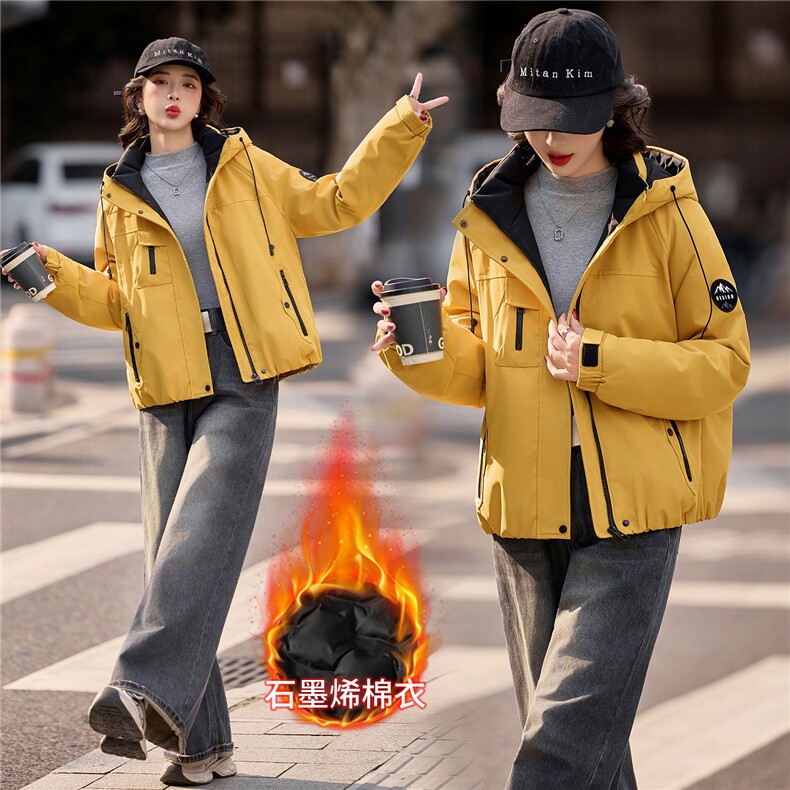 2026冬季新款休闲棉衣短外套,女装棉衣/棉服,红依一坊