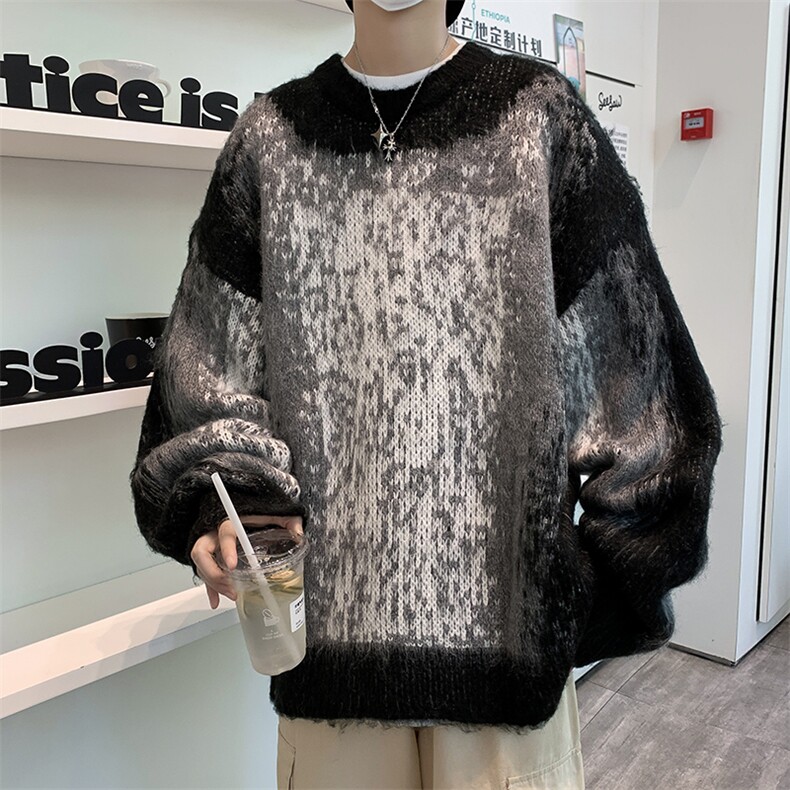 针织衫男韩版潮流高街帅气拼色2023冬季新款ins宽松毛衣MZ132-P62,男装针织衫/毛衣,星座412-3