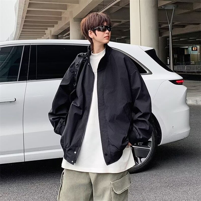 日系工装立领风衣外套2025春秋新款韩版宽松中长款薄款质感大衣,男装风衣,星座506A