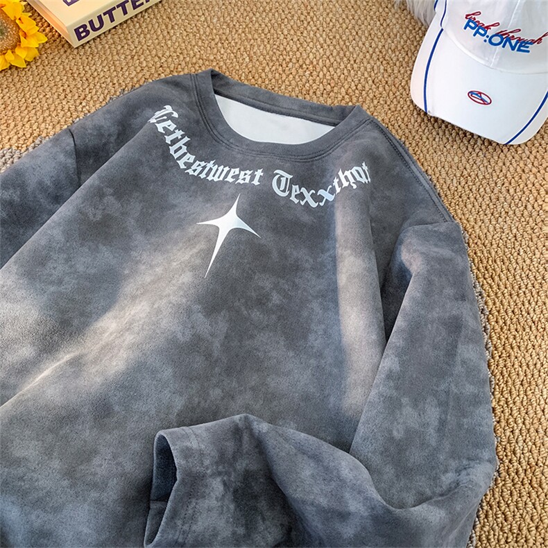 240g重磅扎染麂皮绒长袖T恤男M-5XLFSCT541P30控48，男装T恤，电商B219B