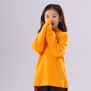 秋冬女时尚百搭休闲简约蝴蝶儿童羊绒衫图片