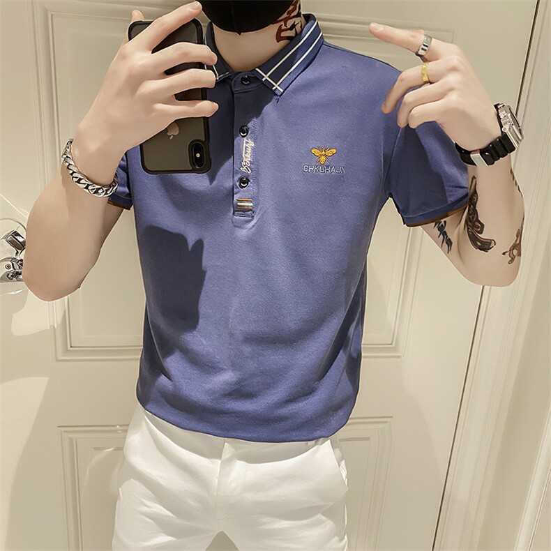 82380-P35痞帅t恤男ins超火精神小伙短袖社会polo衫夏季半截袖,男装Polo衫,电商D310B