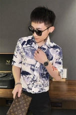 312A-119-P55新款社会小伙中袖衬衫韩版潮流男士五分袖衬衣b，男装T恤，星座312A-5
