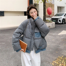 短款灰色羽绒服女2025冬季新款泡芙保暖巨好看面包服90白鸭绒外套，女装羽绒服，2C159