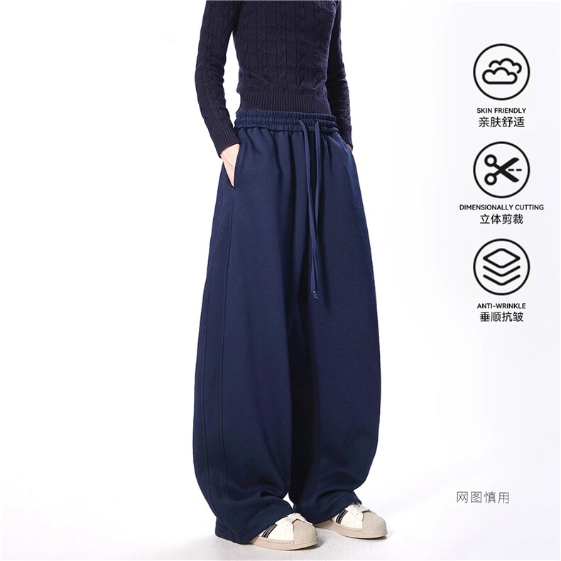 网图大秋冬加绒男弯刀裤垂感卫裤运动裤K10235-38/K10235绒43,男装休闲裤,电商A099