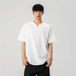 现货特批250克男装夏季新款大码宽松短袖T恤夏装V领打底衫S399P20图片