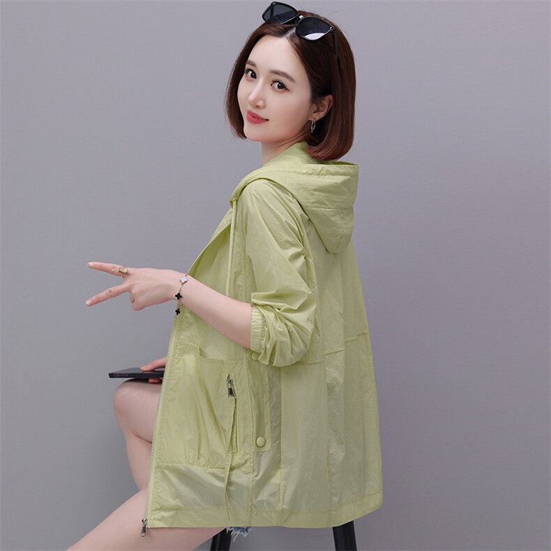 2025春夏装新款韩版宽松气质休闲简约上防嗮衣,女装防晒衣,天丽