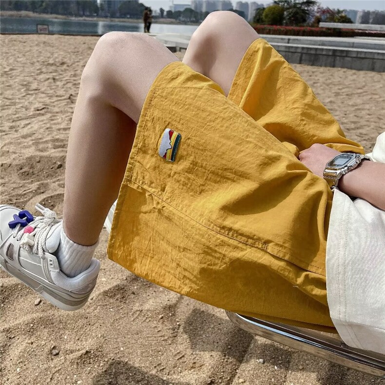 多巴胺蓝色冰丝短裤男夏薄款泳裤尼龙情侣休闲速干可下水沙滩裤子,男装休闲裤,星座412-2