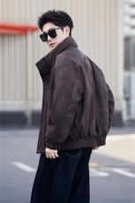新标90绒皮衣羽绒服男冬季2025新款毛领皮夹克A313-2635-P285，男装夹克，电商A313