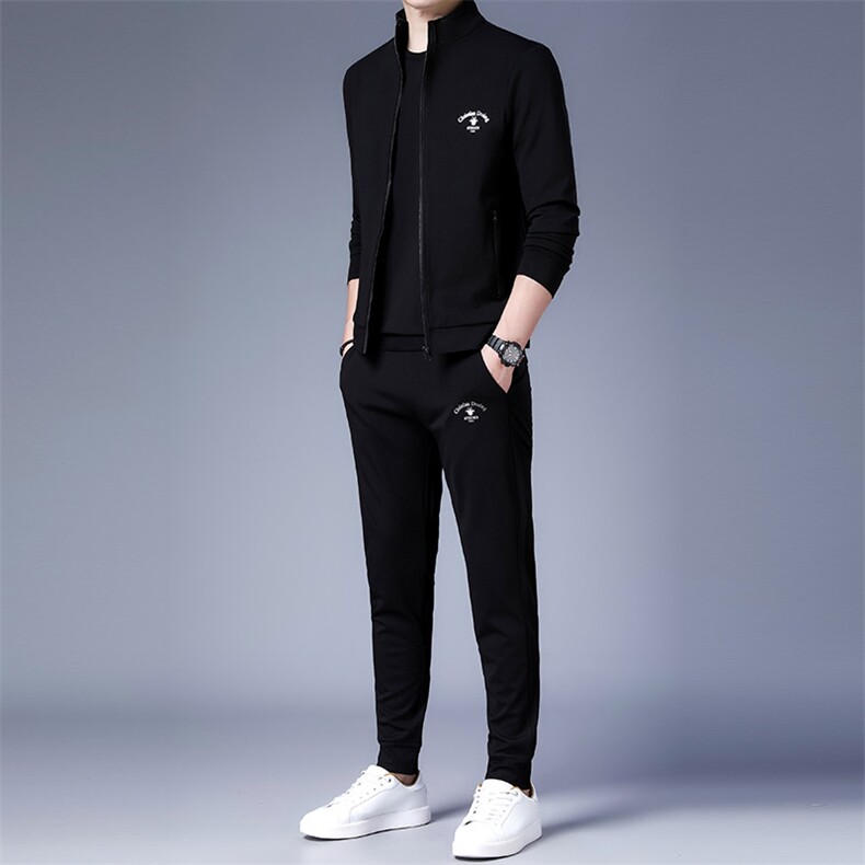 秋季2023年新款男士长袖长裤修身休闲时尚卫衣三件套装,男装休闲套装,电商B360