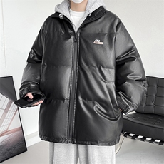 冬季连帽加厚棉衣男皮棉服字母宽松大码棉袄潮流A266-P02-P85，男装棉衣，电商A266