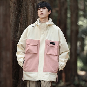 山系风2024秋季外套高品质拼接连帽宽松工装夹克男A436-8832-P90