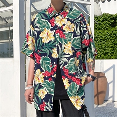 2023夏季男士休闲宽松衬衫青年花色9色衬衣TZ001-1-P25，男装衬衫，电商A128