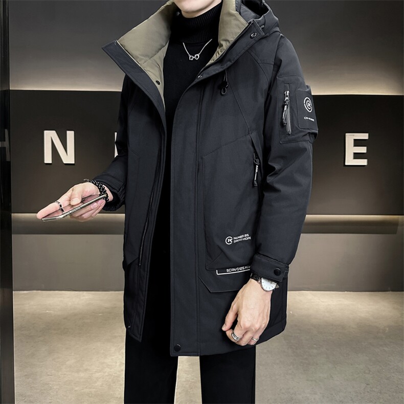 8879P240冬季羽绒服新品男士冲风衣连帽长款卷后控328,男装风衣,星座414（原B263）