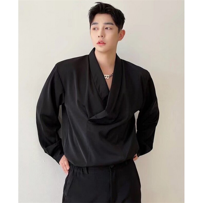 早秋日系复古轻奢衬衫男长袖韩版坠垂感痞帅绸缎衬衣薄CC41，男装衬衫，星座1116A（原606A-3）